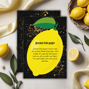 Cute Fun Yellow Lemon Gold Glitters Baby Shower Enclosure Card