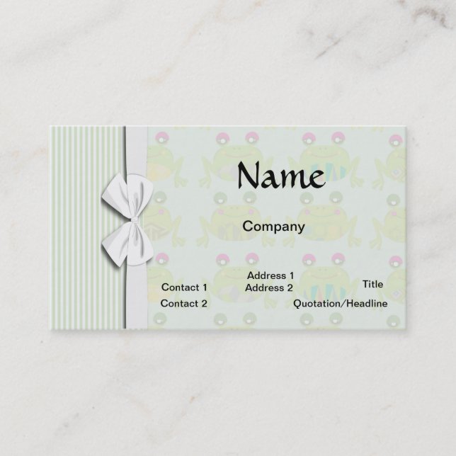 cute funky happy frogs and stripes business card (Front)