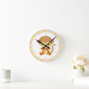 Cute Funky Monkey Round Clock