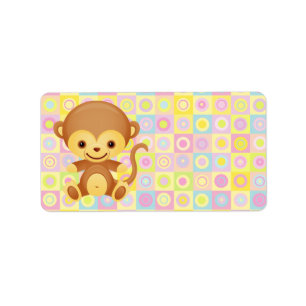 Cute Funky Pattern Monkey Label