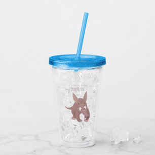 Cute funny aardvark cartoon acrylic tumbler