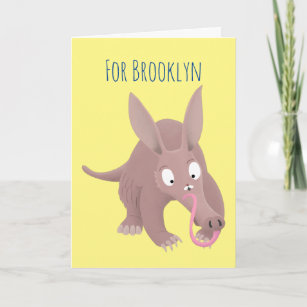 Cute funny aardvark cartoon card