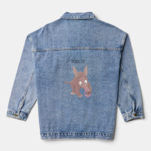Cute funny aardvark cartoon denim jacket
