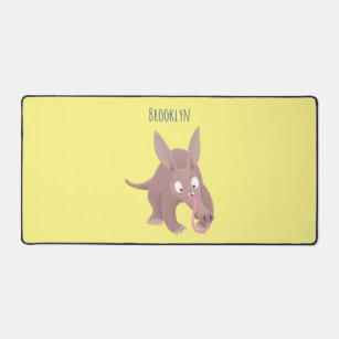 Cute funny aardvark cartoon  desk mat