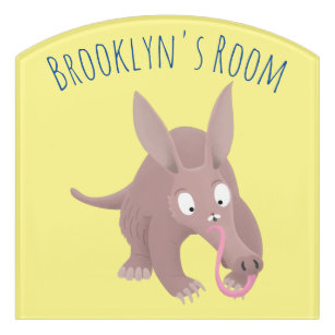 Cute funny aardvark cartoon door sign