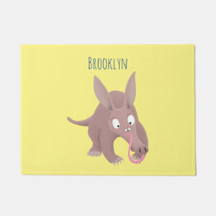 Cute funny aardvark cartoon doormat