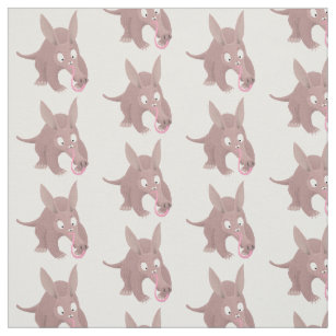 Cute funny aardvark cartoon fabric