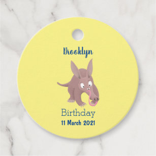 Cute funny aardvark cartoon favour tags