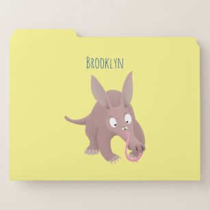 Cute funny aardvark cartoon file folder