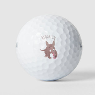 Cute funny aardvark cartoon golf balls