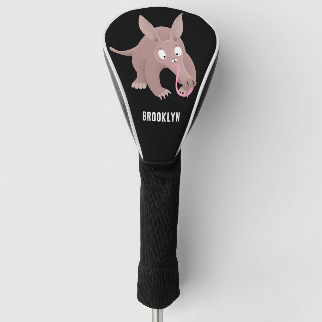 Cute funny aardvark cartoon golf head cover (Front)