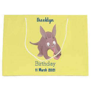 Cute funny aardvark cartoon large gift bag