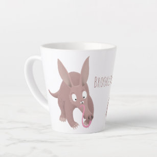 Cute funny aardvark cartoon latte mug