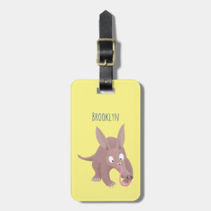 Cute funny aardvark cartoon luggage tag