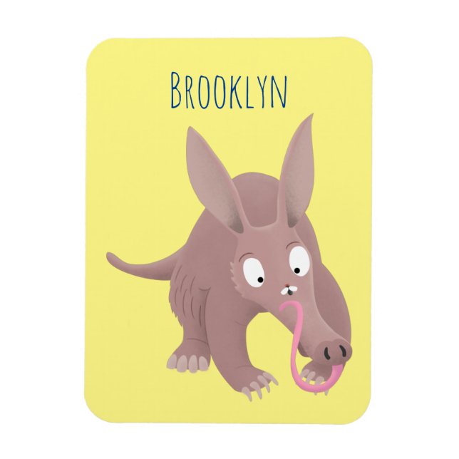 Cute funny aardvark cartoon magnet (Vertical)