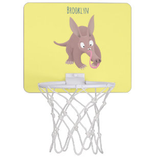 Cute funny aardvark cartoon mini basketball hoop
