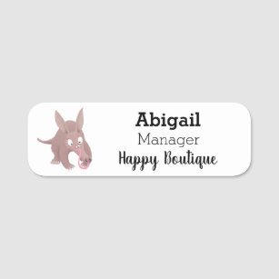 Cute funny aardvark cartoon name tag