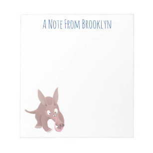 Cute funny aardvark cartoon notepad