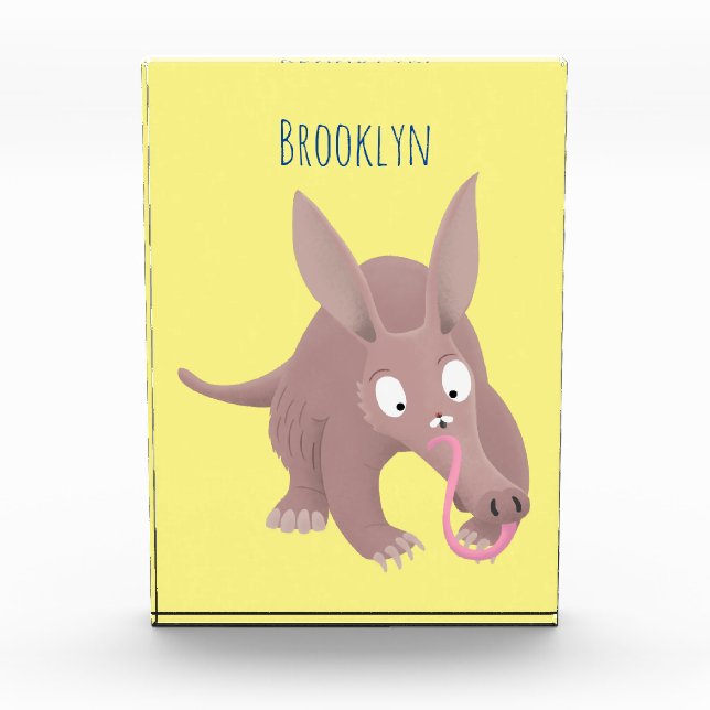 Cute funny aardvark cartoon photo block (Front)