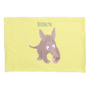 Cute funny aardvark cartoon pillowcase