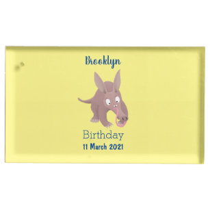 Cute funny aardvark cartoon place card holder