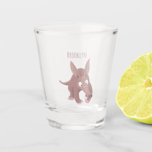 Cute funny aardvark cartoon shot glass