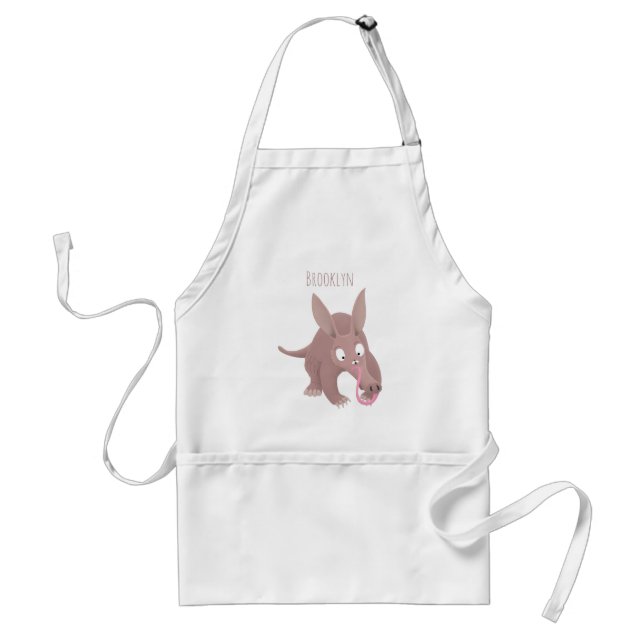 Cute funny aardvark cartoon standard apron (Front)
