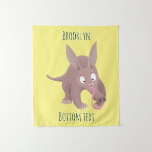 Cute funny aardvark cartoon tapestry