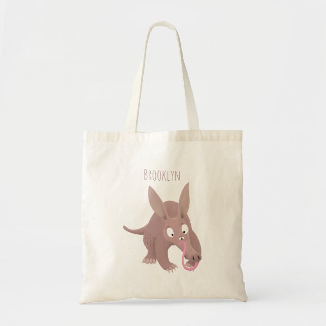 Cute funny aardvark cartoon tote bag (Front)