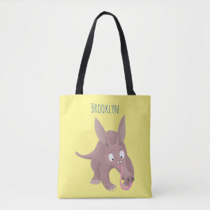Cute funny aardvark cartoon tote bag