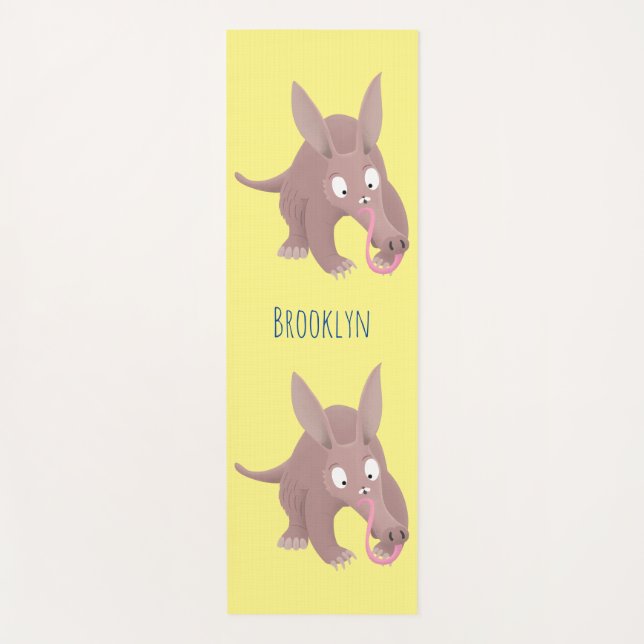 Cute funny aardvark cartoon yoga mat (Front)