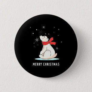 Cute Funny &amp; Unique Christmas Lar Bear &amp; S 6 Cm Round Badge