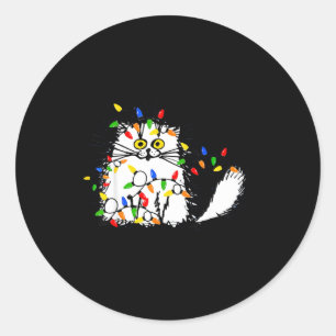 Cute Funny Animal Lover Cat Christmas  Classic Round Sticker