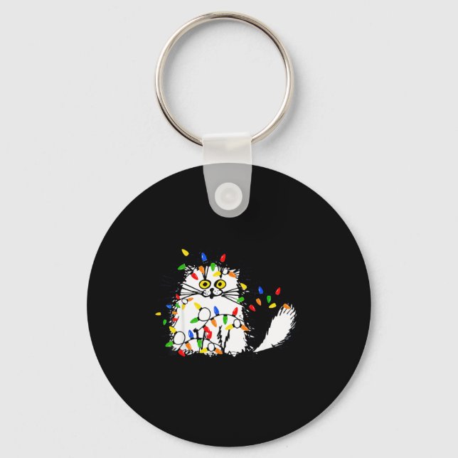 Cute Funny Animal Lover Cat Christmas  Key Ring (Front)