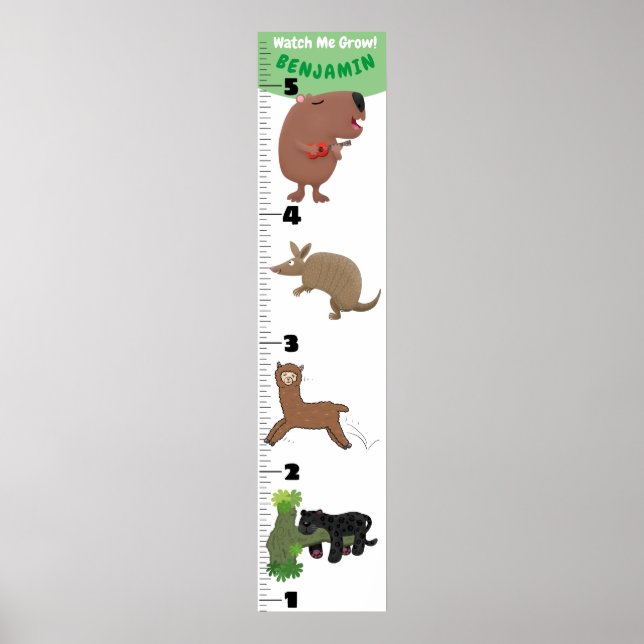 Cute funny animals cartoon growth chart (Front)