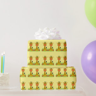Cute funny baby giraffe for kids any age birthday  wrapping paper