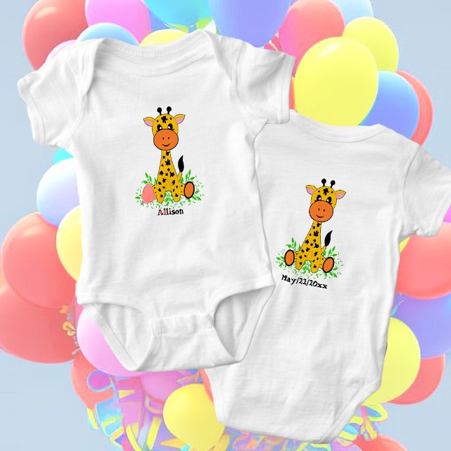Cute funny baby giraffe, personalizable baby bodysuit (Creator Uploaded)