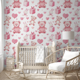 Cute & Funny Baby Girl Seamless Patterns Nursery Wallpaper