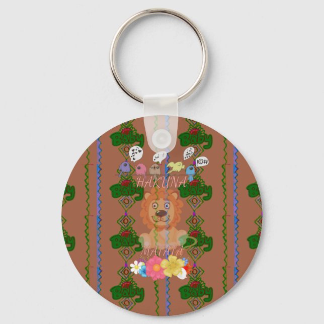 Cute Funny Baby Lion King: Hakuna Matata Design Key Ring (Front)