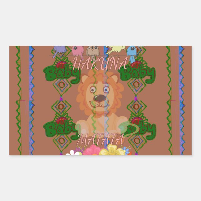 Cute Funny Baby Lion King: Hakuna Matata Design Rectangular Sticker (Front)
