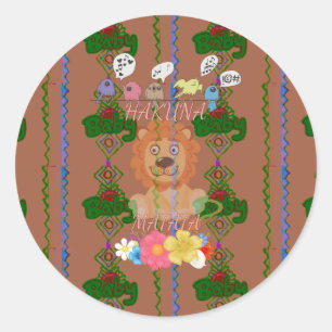 Cute funny Baby Lion King Hakuna Matata latest edg Classic Round Sticker