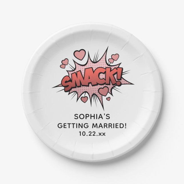 Cute Funny Bachelorette Party Retro Wedding  Paper Plate (Front)