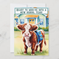 Cute, Funny Back to School Cow