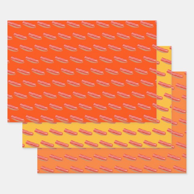 Cute Funny Bacon  Wrapping Paper Sheet (Set)