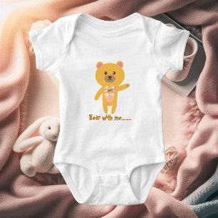 Cute Funny Bear With Me Baby Shower Personalised  Bodysuit