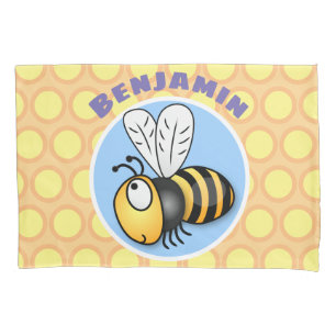 Cute funny bee cartoon illustration pillowcase