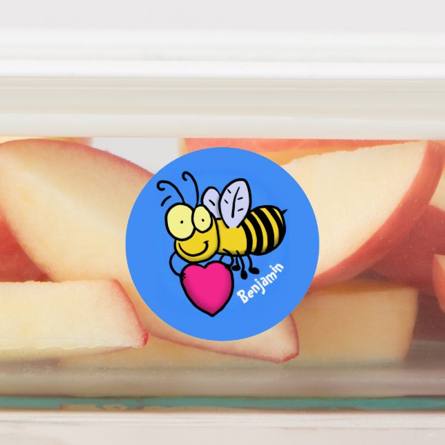 Cute funny bee with heart cartoon illustration (Affixed)