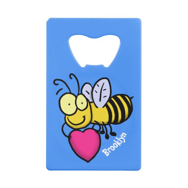 Cute funny bee with heart cartoon illustration (Front)