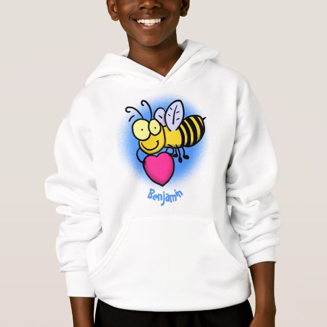 Cute funny bee with heart cartoon illustration (Front)