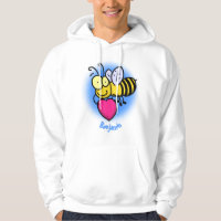 Cute funny bee with heart cartoon illustration